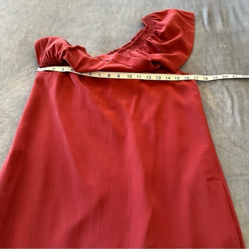 Madewell Silk One-Shoulder Burgundy Mini Dress Size 4 - Picture 13 of 13
